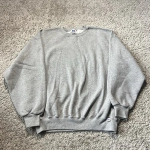Vintage Russell Athletic Grey Blank Crewneck Sweatshirt Soft Fleece Mens XL Y2k  - Picture 1 of 8