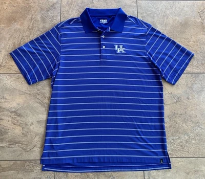 Ping Performance Polo Mens Large University Kentucky UK Blue White Striped Shirt - Image 1 of 4