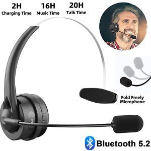 Trucker Wireless Headset Bluetooth 5.2 Stereo Headphones w/ Mic Noise Cancelling