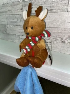 Vintage Applaus Rentier Plüsch Happy Hanger 1988 Weihnachten Strumpf Halter Deko - Bild 1 von 18