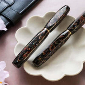 Wancher Japanese Lacquer Tsugaru Urushi & Shell Fountain Pen Black Nib/SS NWB - Picture 1 of 6