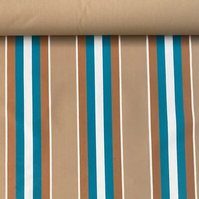 BEIGE, TEAL, WHITE STRIPED AWNING CANVAS BY ADDALONG FOR CARAVANS & BLINDS - image 1 of 4