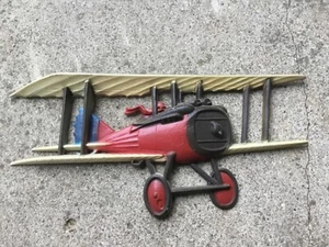 Vintage Homco Solid Cast Iron Bi Plane 1232-BX-C Wall Hanging Decor Yellow 1975 - Picture 1 of 4