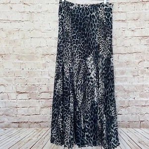laundry shelli segal womens chiffon leopard maxi skirt size 8 black grey ivory - Picture 1 of 5