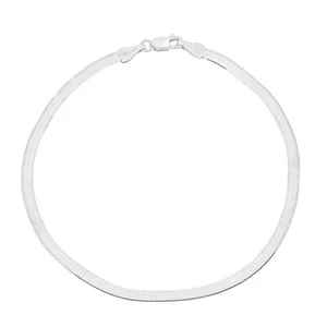 Brazalete de cadena de espiga maciza Floreo de oro blanco de 14k de 3 mm o 4,5 mm, 7 pulgadas - Imagen 1 de 8