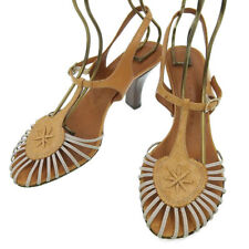 Chie Mihara Leather Strap Sandals Ladies Brown White 38 M03237