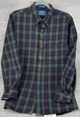 PENDLETON Wool Shirt VINTAGE 1970's Green Blue & Red Plaid Button Down Mens LG - Image 1 of 4