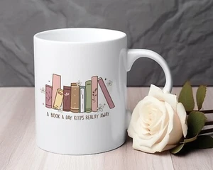 A book a day keeps reality away Novelty mug 11 oz - Picture 1 of 2