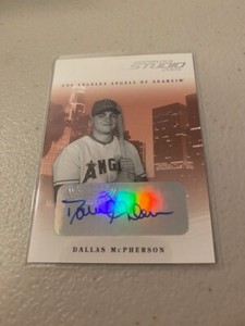 SIGNED BASEBALL CARD AUTO LA ANGELS DALLAS McPHERSON 2005 DONRUSS STUDIO #3