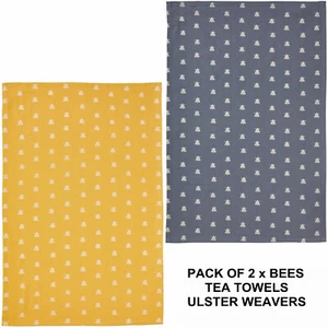 New 2019 Ulster Weavers Bees 100% Cotton Tea Towel Set 2 Pack Kitchen Dishcloths - Picture 1 of 3