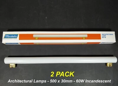 2 x 240V 60W Architectural Lamps 500mm x 30mm Globes Linear Tube Incandescent - image 1 of 3