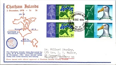 NEW ZEALAND 1970 CHATAM ISLANDS CACHET FDC COVER TO NZ  - Image 1 of 2