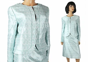 ESCADA Suit Sz 40 M Blazer Jacket Coat 44 L Skirt Light Blue 100% Silk Worn Once - Picture 1 of 9