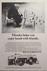 Minolta SR-T 101 / 102 35mm Reflex Old Woman Feeding Birds Vintage Print Ad 1974