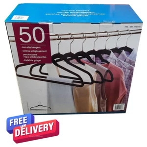 Flocked Non-Slip Ultra Slim Space Saving Clothes / Coat Hangers - 50 Pack - Picture 1 of 3