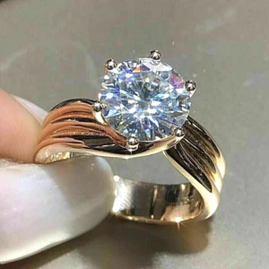 3 Ct Round-Cut VS1/G Lab Grown Diamond Solitaire Engagement Ring 10k Yellow Gold - Picture 1 of 5