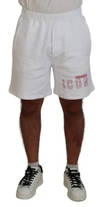 DSQUARED2 Shorts White Printed Pull On Men Casual Bermuda IT48/W34/M RRP 440usd - Picture 1 of 9