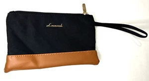 Lovevook Makeup Bag Women's Black Fabric w Leather, Gold Logo - Picture 1 of 10