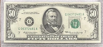 1969 Chicago $50 Dollar Bill Fr. 2114-G FRN G06372481A 50BL68 NICE CLEAN BILL! - Image 1 of 2