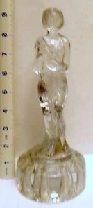 RARE CAMBRIDGE Clear GLASS FLOWER FROG Woman with MANDOLIN - Picture 1 of 7