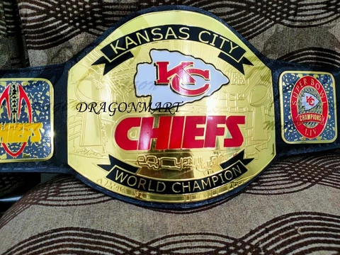 Kansas City Chief Super Bow Championship Belt American Football NFL 2mm Brass Cover