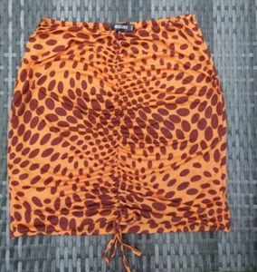 Missguided Orange Spotted Fughed Mini Skirt Size 16 - Picture 1 of 4