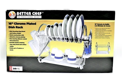 NUEVO EN CAJA Tabla de drenaje Better Chef Dishrack DR-16 16 pulgadas cromada en forma de S 2 niveles H Foto 1 de 4