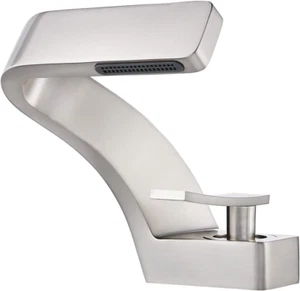 Bathroom Sink Waterfall Faucet,Solid Brass Single Handle Hot and Cold Water Mixe - Picture 1 of 9