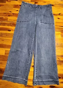 Nic+Zoe Wide Leg Crop Jeans Women’s Sz 8 Pacific Blue Pull On High Rise NWT $138 - Picture 1 of 10