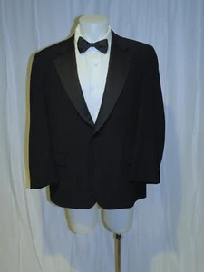 Oxxford Clothes Vintage Solid Black One Button Tuxedo Jacket 44 - Picture 1 of 11
