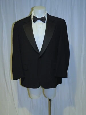 Oxxford Clothes Vintage Solid Black One Button Tuxedo Jacket 44 - Image 1 of 4