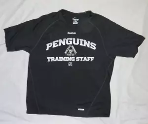 PITTSBURGH PENGUINS REEBOK SHIRT MENS SMALL BLACK TEE PLAYDRY SPEEDWICK NWOT - Picture 1 of 2