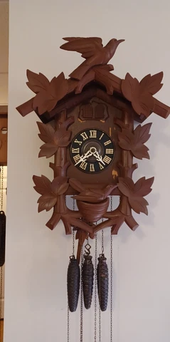 Rare Antique Cuckoo Clock double door& two birds Cover