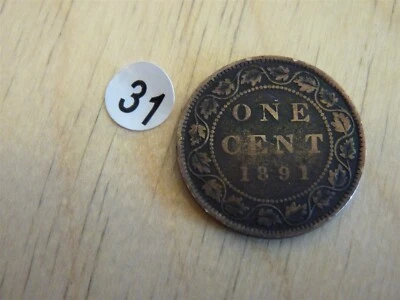 VINTAGE  CANADA COIN LARGE CENT 1891 SMALL DATE  SMALL LEAVE N031 - Image 1 of 4