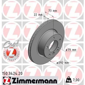Zimmermann OE Coat Z Brake Rotor Pair 292mm Front 150.3424.20 - Picture 1 of 2