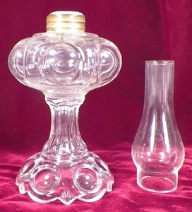 Miniature Lamp Kerosene Oil Daisy Clear Glass Butler Brothers EAPG 1912 Antique - Picture 1 of 5