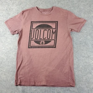 Volcom Shirt Mens Medium Red Crew Neck Short Sleeve Graphic Stretch Pullover - Picture 1 of 16