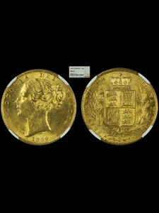 1869 VICTORIA SHIELD NGC MS63 FULL GOLD SOVEREIGN! - Picture 1 of 2