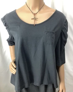 Mix Co Shirt Damen 3X schwarz T-Shirt geraffte Ärmel TMH250904/TB1 - Bild 1 von 8