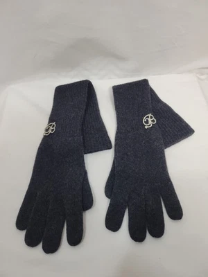 Blumarine Gray Women's Long Lambswool  & Angora Gloves Crystal "B" One Size Most - Image 1 of 4