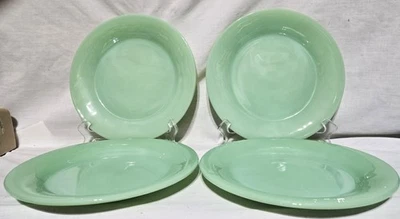 VINTAGE LOT OF 4 NOS FIRE KING JADITE RESTAURANT WARE 9" DINNER PLATES UNUSED - Image 1 of 3