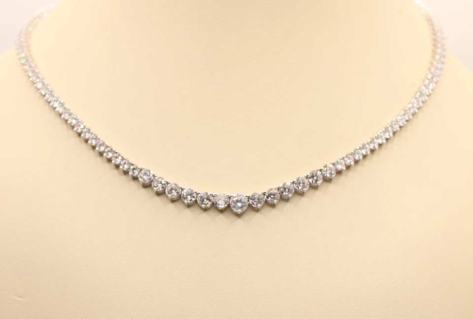 COLLANA ARGENTO TENNIS ZIRCONI BIANCHI A SCALARE MM 3 MM 4 MM 5 RODIATA EXPLOIT - Immagine 1 di 4