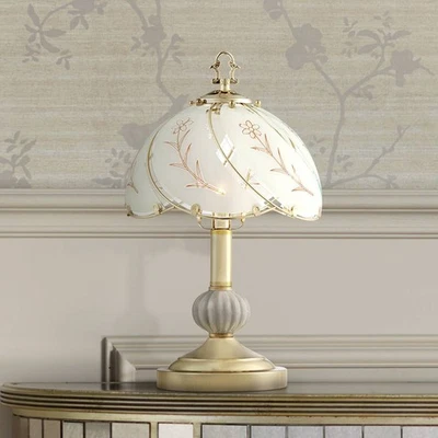 Traditional Accent Table Lamp Polished Brass Touch On Off Floral for Bedroom - Image 1 of 4