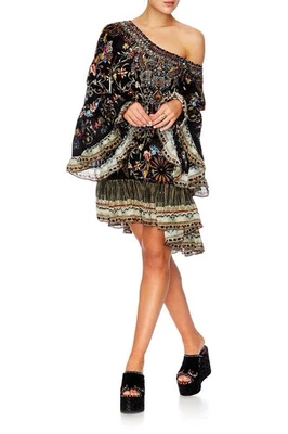 Camilla Dress Size S Small A Line Frill Mini Dancing In The Dark 100% Silk Boho - Image 1 of 4