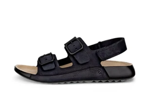 Women's ECCO Cozmo Three Strap Sandal Nubuck Black 206903 02001 - Picture 1 of 7