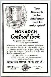 PRINT AD 1922 Monarch Metal Control-lock Window Casements SMALL 3 x 4 - Picture 1 of 3