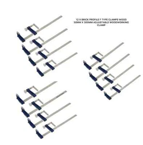 12 X BRICK PROFILE F TYPE CLAMPS  50MM X 300MM ADJUSTABLE WOODWORKING CLAMP NEW - Picture 1 of 2