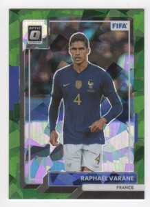 2022-23 Panini Donruss Soccer RAPHAEL VARANE Optic Green Cracked Ice Prizm SSP