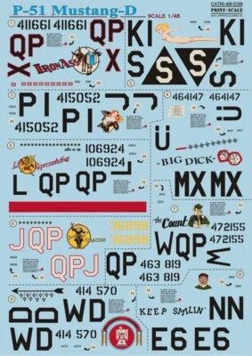 Decal for airplane 1:48 P-51 MustangD The complete set 2 leaf Print Scale 48-039 - Image 1 of 4