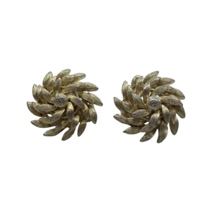 Pendientes con clip de hoja giratoria J6D vintage Lisner en tono dorado - Imagen 1 de 3